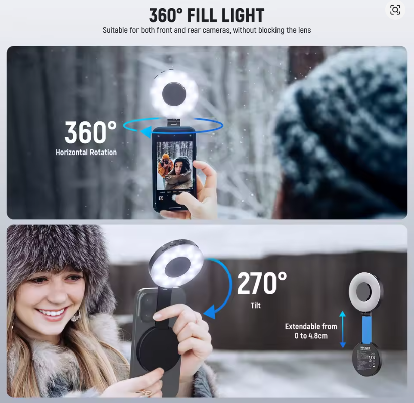 Luz magnética para selfies compatible con iPhone MagSafe