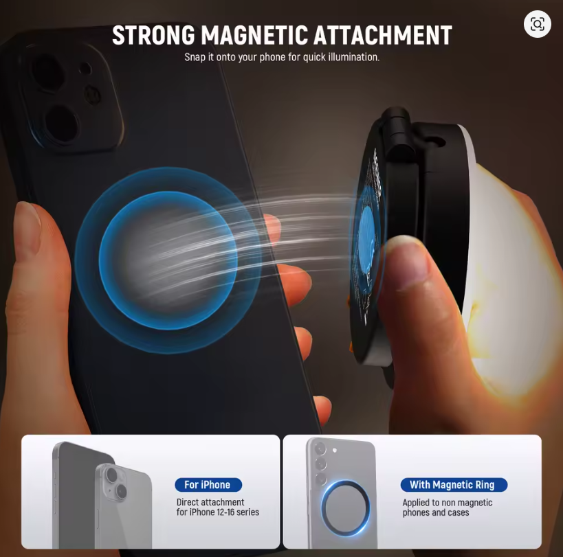 Luz magnética para selfies compatible con iPhone MagSafe
